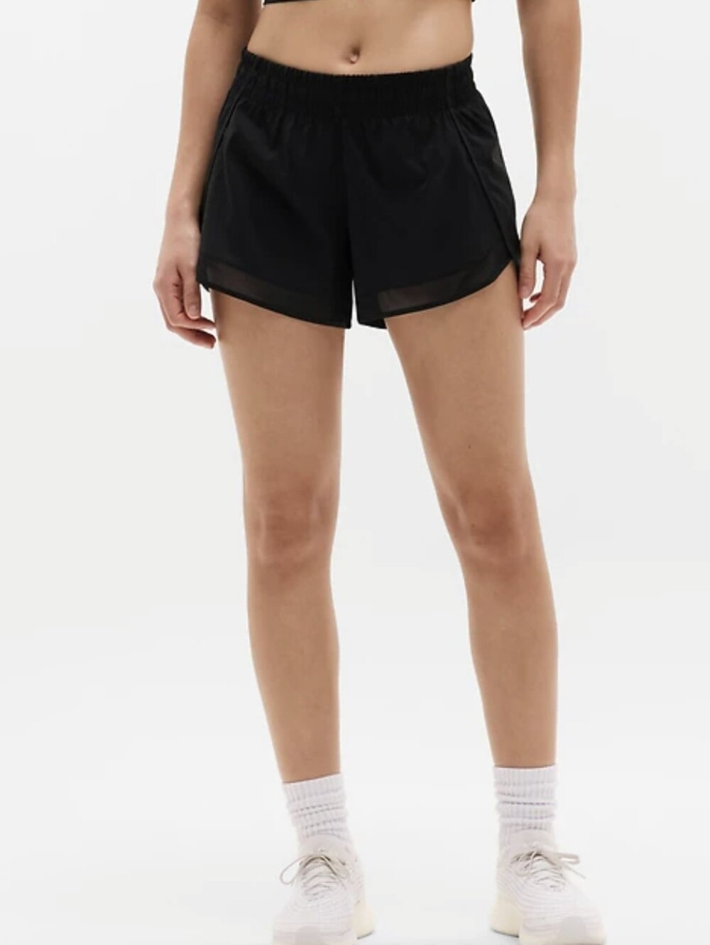 Athleta Black Mesh Lightweight Elastic Waist Shorts